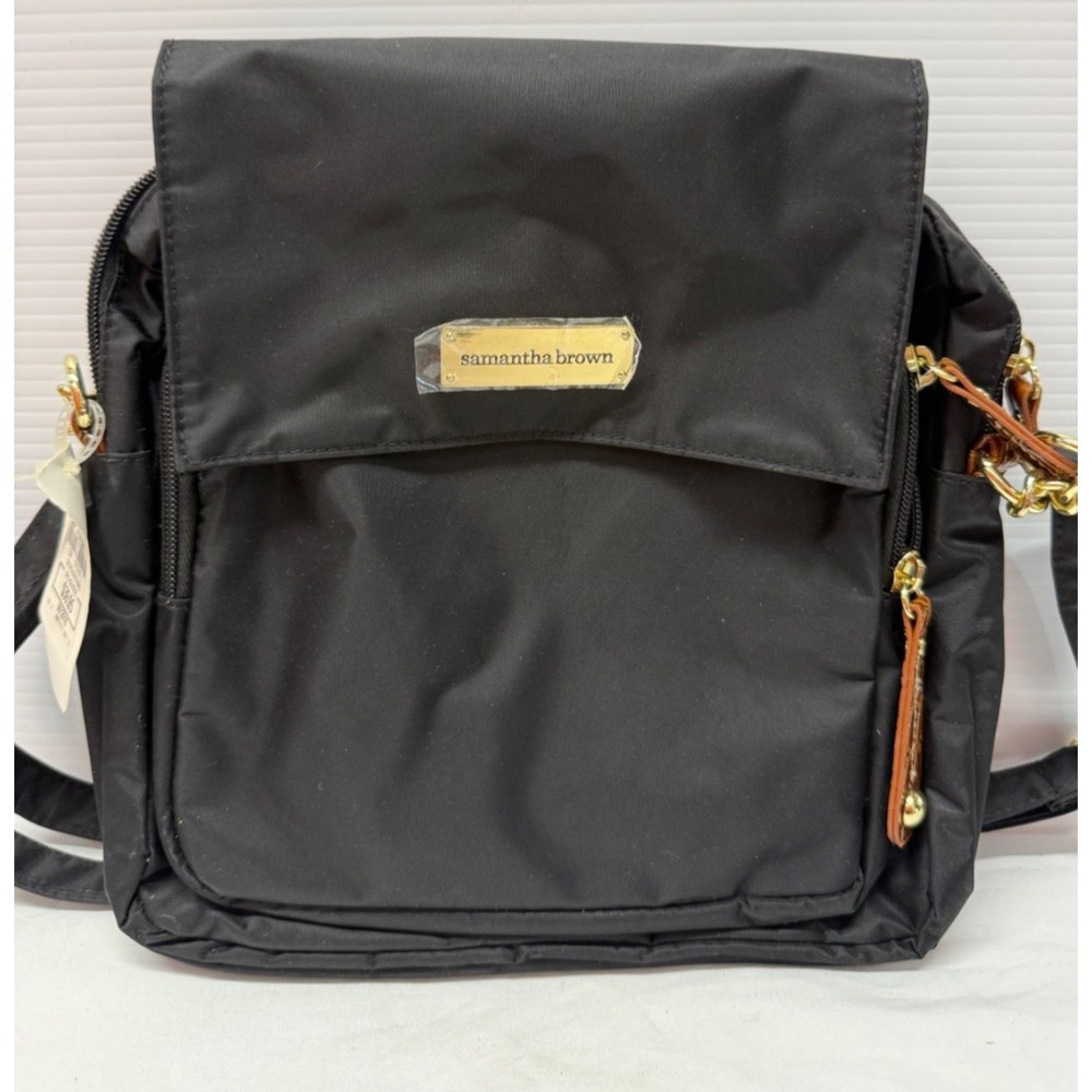 Samantha Brown Luggage‎ Lightweight  Microfiber Crossbody Travel Bag  - BLACK